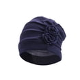 thumbnail image 1 of Guardurnaity Poliéster Damas Turbante Lavable Color sólido Elegante Gorra tradicional Oficina Compras Head Wrap Diadema Bonnet Sombreros Azul oscuro Guardurnaity AP010879-05, 1 of 6