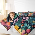 thumbnail image 4 of Manfei Kawaii Daisy Blossom Full Size Comforter Sets,Countryside Floral Bedding Comforter Set,Green Orange Bedding Sets For Girls Teens,Microfiber Bedroom Decor Reversible,3-Piece, 4 of 8
