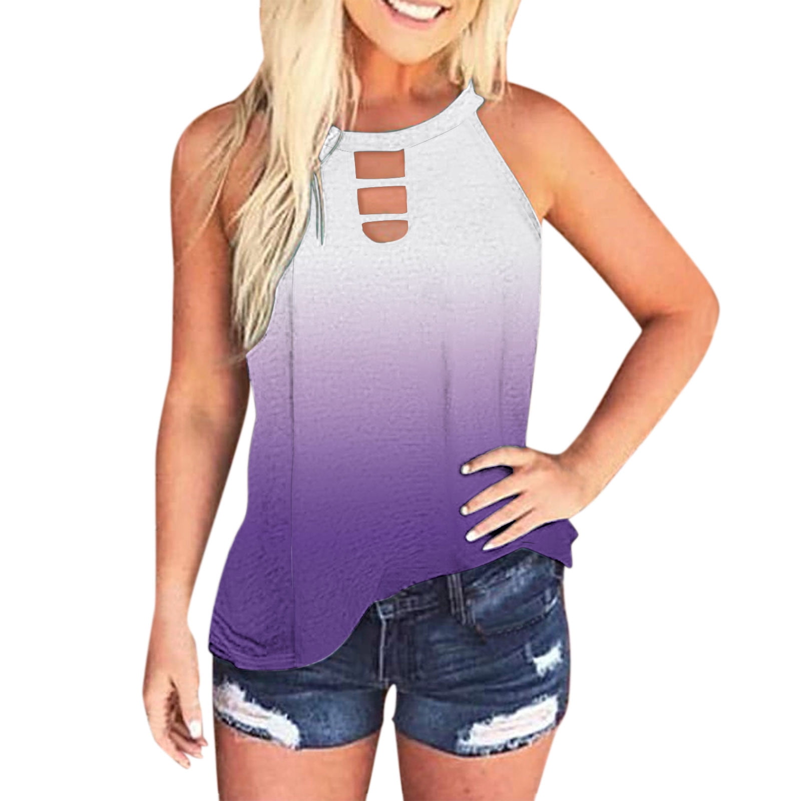 Lmtime Musical Notes Print Tank Tops Ladies Bandage Sleeveless Vest Top Strappy Blouse 