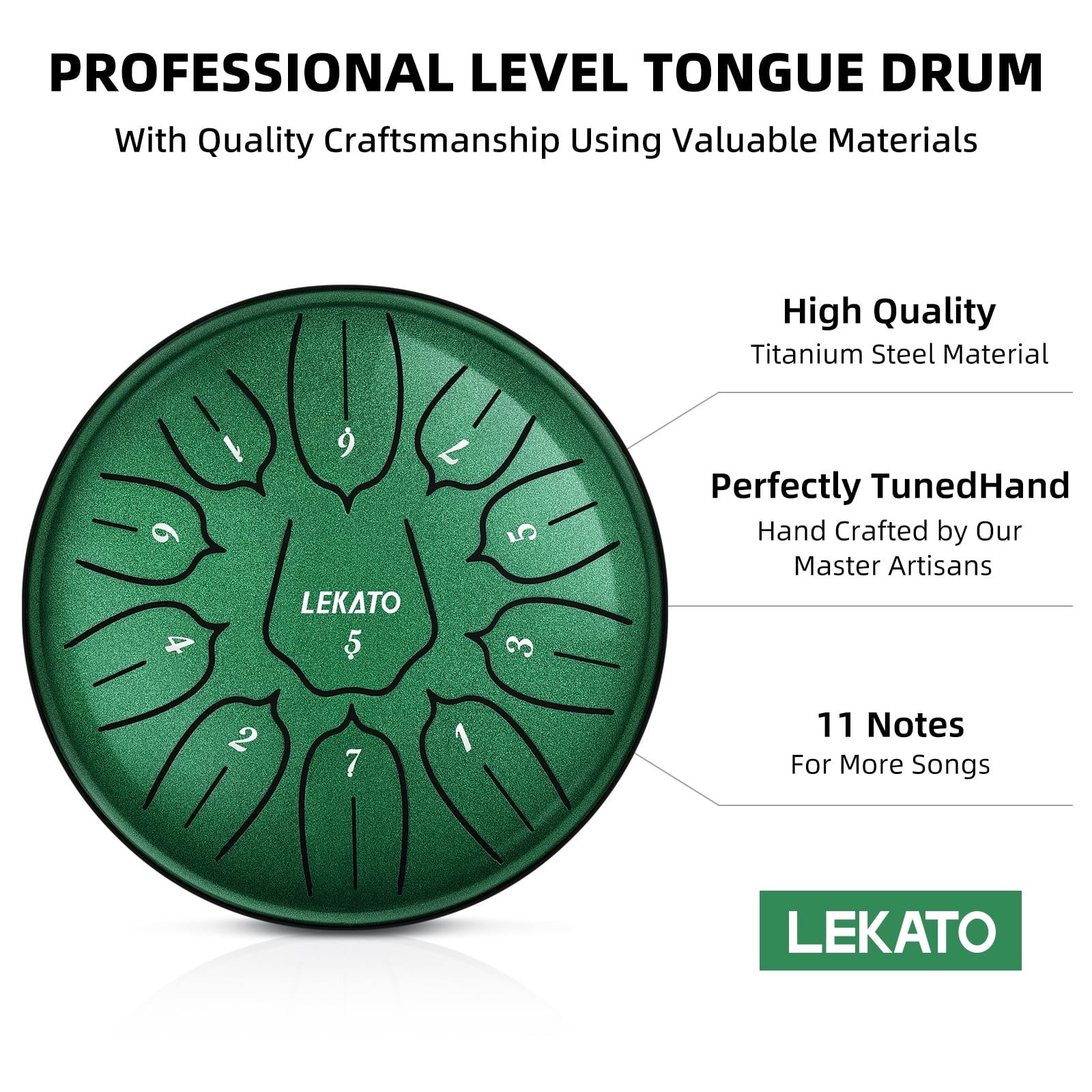 LEKATO Steel Tongue Drum 6 Inch 11 Notes Steel Drum With Bag Beginner Handpan Drum Percussion for Meditation Yoga Musical Education