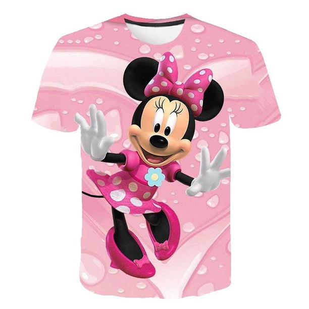 Camisetas de Mickey Mouse para niñas de 1 a 14 años, camisetas de moda de verano para niñas, camisetas casuales de dibujos animados de manga corta de Disney, camisetas Costumes9T Gao Jinjia LED