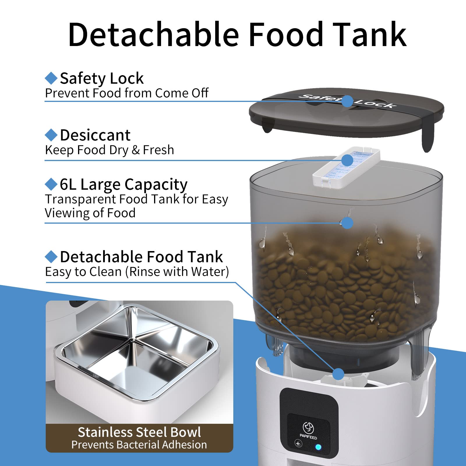 Automatic Cat Feeder with APP Control, WiFi Enabled Smart Dry Food