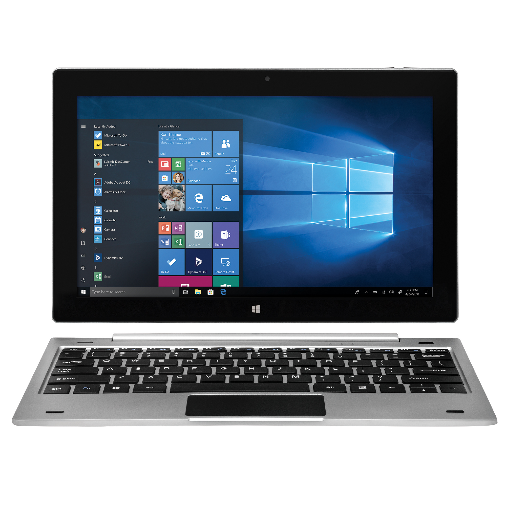 EVOO 11.6" Windows Tablet with Keyboard, Full HD, Intel Processor, Quad Core, 32GB Storage, Micro HDMI, Dual Cameras, Windows 10 Home, Silver - image 2 of 2