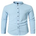 thumbnail image 2 of PENGXIANG Classic Buttoned Henley Shirt for Men with Retro Cotton Linen Fabric, 2 of 8