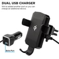 thumbnail image 2 of Qi Certified 2-in-1 Wireless Charger and Car Vent Phone Mount Compatible for Razer Phone 2, Kyocera DuraForce Pro 2, BLU Vivo XI+ (Black), 2 of 6