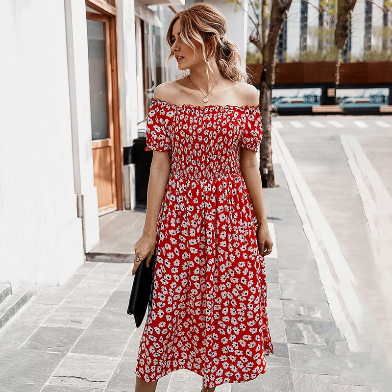 floral summer dress off shoulder