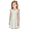 thumbnail image 1 of Balery Daisies Flowers Camisón de princesa para niñas, pijama de algodón con mangas abullonadas, suave y bonito.-Small, 1 of 6
