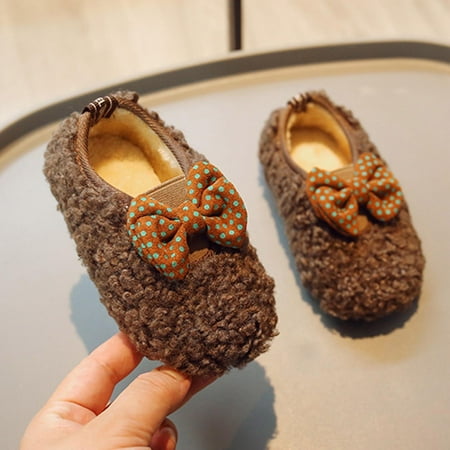 

Cathalem Snow Boots Girls Size 2 Fashion Winter Children Boots Girls Flat Bottom Non Slip Cotton Shoes Solid Boots for Baby Girls Shoes Brown 4.5 Years