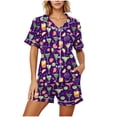 thumbnail image 5 of Idoravan pajamas for women set Women's Casual Printed Pocket Short Sleeve Spring And Summer Shorts Home Wear Pajama Fashion Set, 5 of 5