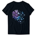 thumbnail image 4 of Perfectbot Women's Butterfly & Flower Print Shirt - Basic Crew Neck Tee, Casual Short Sleeve Going Out Top, 4 of 4