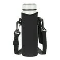 thumbnail image 1 of Funda para botella de agua de neopreno Uxcell con correa, bolsa portabotellas de vidrio aislada de 12 oz, funda para botella de bebida colapsable con diseño de cuadrícula de diamante, negra, 1 of 7