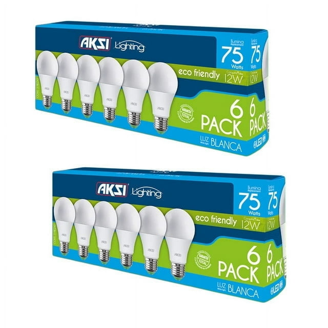 2 Packs de 6 focos LED Aksi 12W ECO A19 Base E27 Luz Blanca