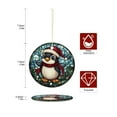 thumbnail image 2 of Holiday penguin with scarf Christmas ornament, Christmas decoration, holiday present idea, heirloom keepsake, round ceramic, gift Exchange, bauble present, gift idea, 2 of 8