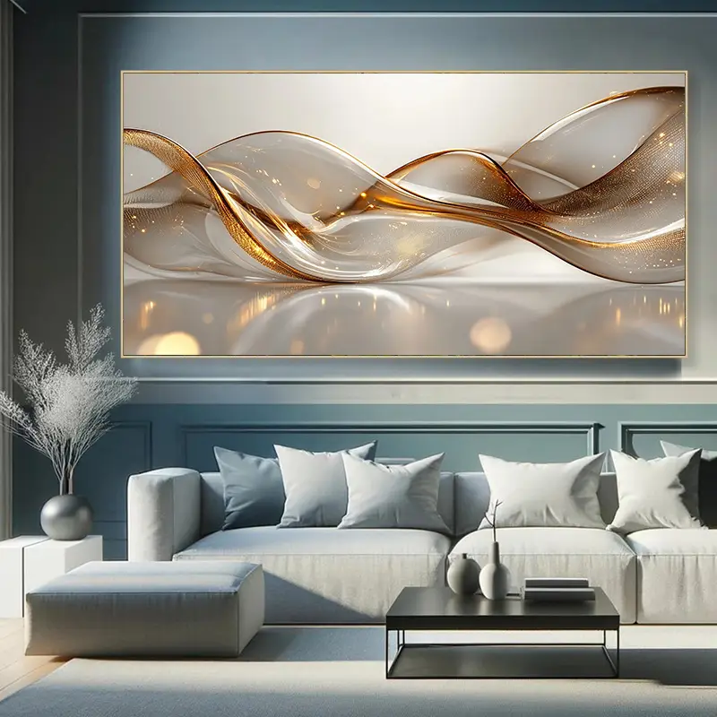 Modern Abstract Canvas Wall Art,Frameless Minimalist Decor, Elegant Metal Accents, Indoor Home Office Bedroom Restaurant Wall Hanging, Summer Winter Decor, Wall Decor