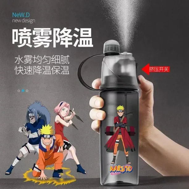 Nuevos patrones de Naruto Anime Uchiha Itachi Verano 600Ml Spray Sports Water Cup Portable Plastic High Temperature Resistance Cup