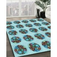 thumbnail image 3 of Ahgly Company Tapis d'Intérieur Lavable en Machine Carré Transitionnel Marbre Bleu, 3 Pieds Carré, 3 of 7
