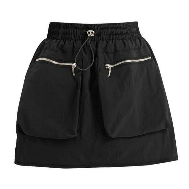 Minifalda con bolsillos y cremallera para mujer: prenda de trabajo a la moda, diseño elegante, atuendo informal versátil para todas las ocasiones.