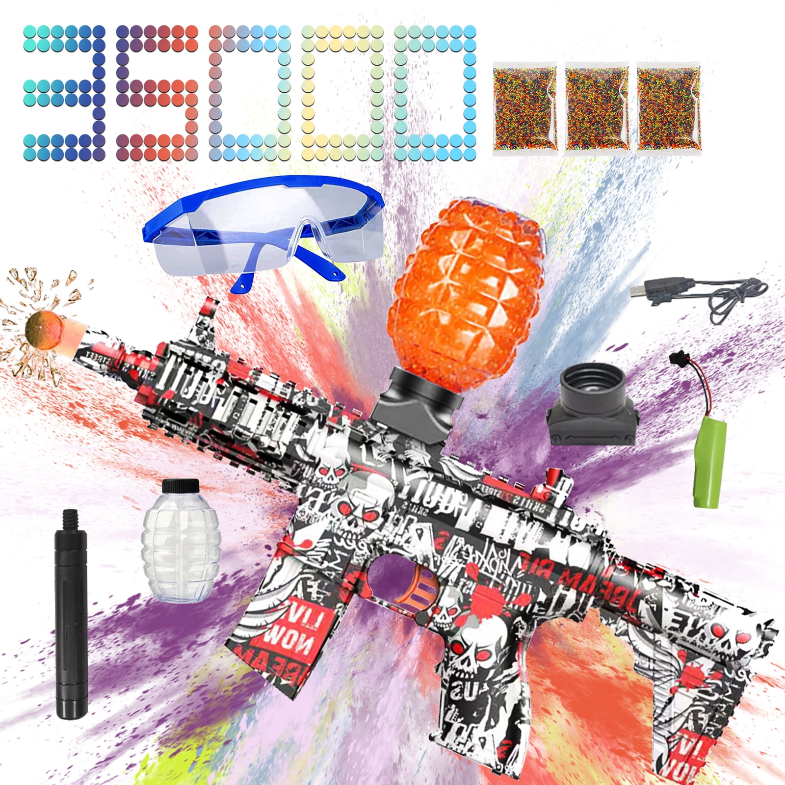 Autrucker splatterball gun Splatter Ball Blaster with 35000 Water Beads