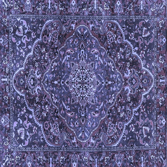 Ahgly Company Machine Washable Indoor Square Persian Blue Traditional Area Rugs, 8' Square