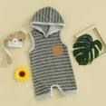 thumbnail image 3 of Okbabeha Newborn Baby Boy Girl Summer Clothes Outfit 0 3 6 9 12 18 Mohths Striped Sleeveless Hoodie Romper Jumpsuit infant Hooded Onesie Onepiece Overall, 3 of 7