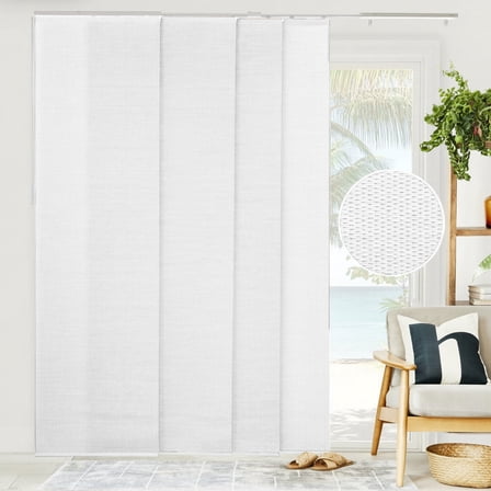 Chicology Adjustable Sliding Panel Blinds. Woven White, 46"-86"W X 0"-96"H