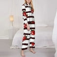 thumbnail image 3 of Honeii Ladybugs on Black and White Striped1 print Women's Pajama Sets Long Sleeve Button Down Sleepwear Nightwear Soft Pjs Lounge Sets-X-Large, 3 of 7