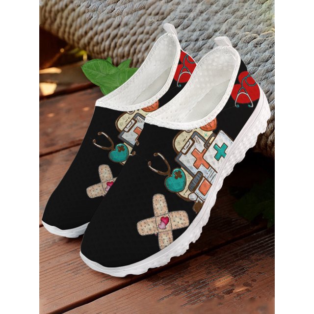 Zapatos cómodos para el hogar con diseño de universo de estrellas de moda, zapatos de malla ligeros con estampado médico, zapatos casuales
