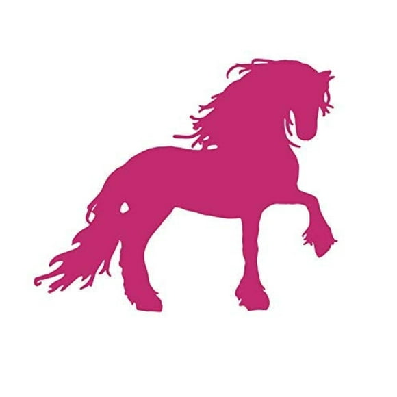 Décoration Maison Cheval Rose Autocollant Mural Frisé / Décoration Maison en Vinyle pour Chambre de Fille - Cadeau pour Amoureux des Chevaux / Grand 36 Po x 30 Po