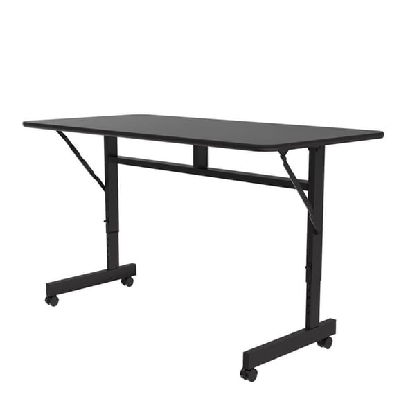 3/4" Thermal Fused Laminate Top Flip Top Table Black Wood Laminate
