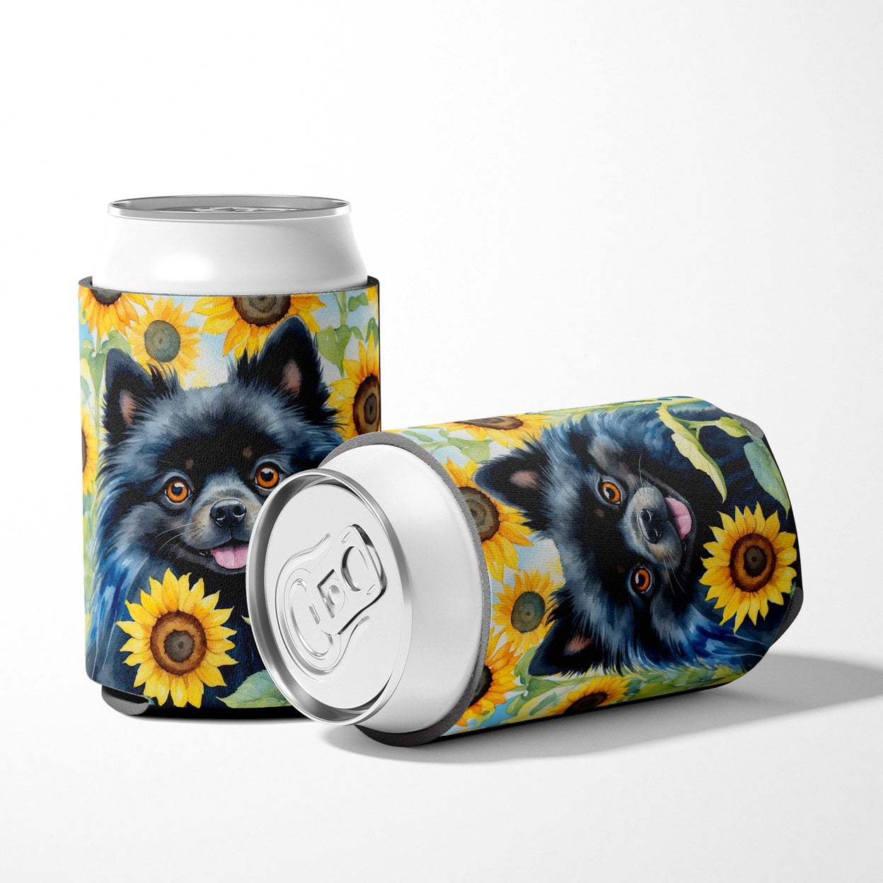 Pomeranian in Sunflowers Can or Bottle Hugger 3 in x 5 in