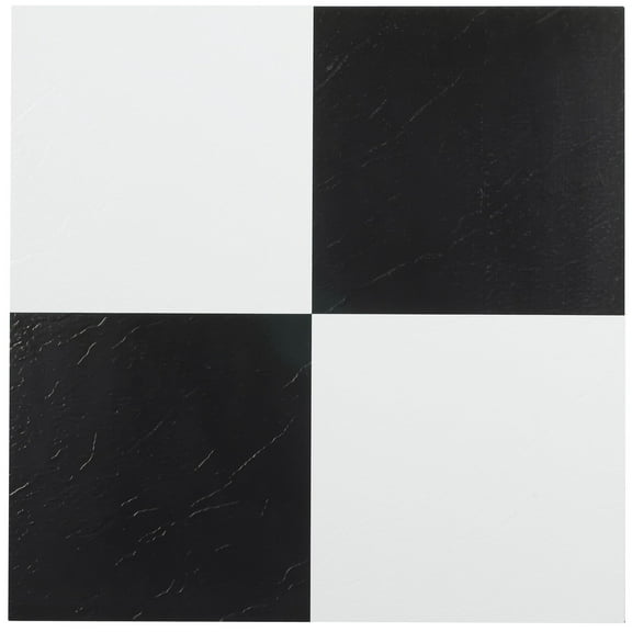 Mosaico Clasico Black & White 12x12 Self Adhesive Vinyl Floor Tile - 20 Tiles/20 sq. ft.