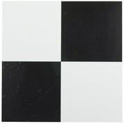 Black White Checkered Vinyl Floor Tiles 45 Pcs 12" x 12" Adhesive Flooring