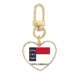 thumbnail image 1 of American State Flag Outline North Gold Heart Keychain Metal Keyring Holder, 1 of 3