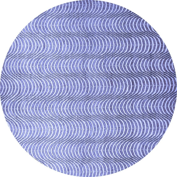 Ahgly Company Machine Washable Indoor Round Abstract Blue Contemporary Area Rugs, 5' Round