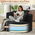 thumbnail image 4 of Muumblus 48.8" Oversized Accent Barrel Chair, Fluffy Round Lazy Sofa Chair for Adults, No Assembly Required, Black Corduroy, 4 of 9