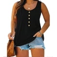 thumbnail image 4 of Hxshgdsn Womens Sleeveless Henley Tank Top Casual Loose Fit Button Front Pullover BlouseBlack/M）, 4 of 5