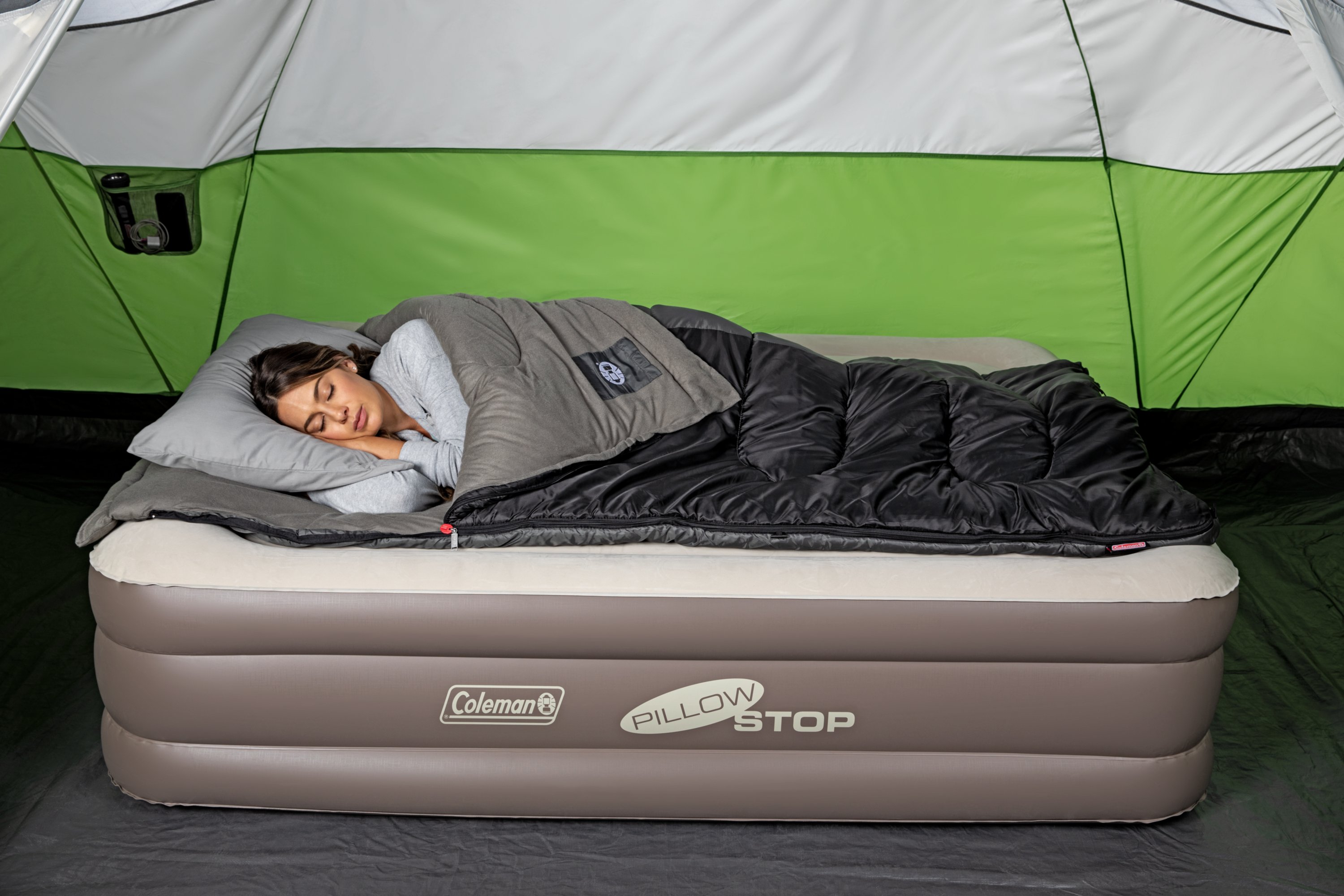 Coleman 18in Raised Air Mattress with Rechargeable Pump Queen