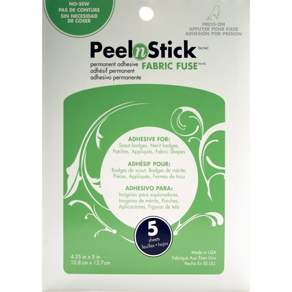 HeatnBond Peelnstick Fabric Fuse 4.25 inch x 5 inch Clear Sheet - 5 Pack