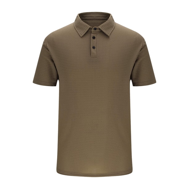 Hombres Moda Casual Manga Corta Suéter Sólido Cuello Turndown Blusa Tanque Deportivo