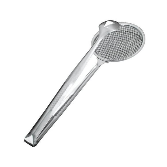 Skimmer Slotted Spoon, 2 in 1 Stainless Steel Kitchen Tong with Skimmer Spoon Fry Oil Mesh Strainer,Metal Skimmer Spider Strainer Ladle,Comfortable Grip Design Strainer Ladle for Kitchen L0A9