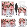 thumbnail image 3 of LVRLVR 4pcs Pink Rose Floral Fabric Shower Curtain Rug Set - Bohemian Flower Bath Mat Bathroom Decoration,Pink, 70.8" × 70.8", 3 of 9