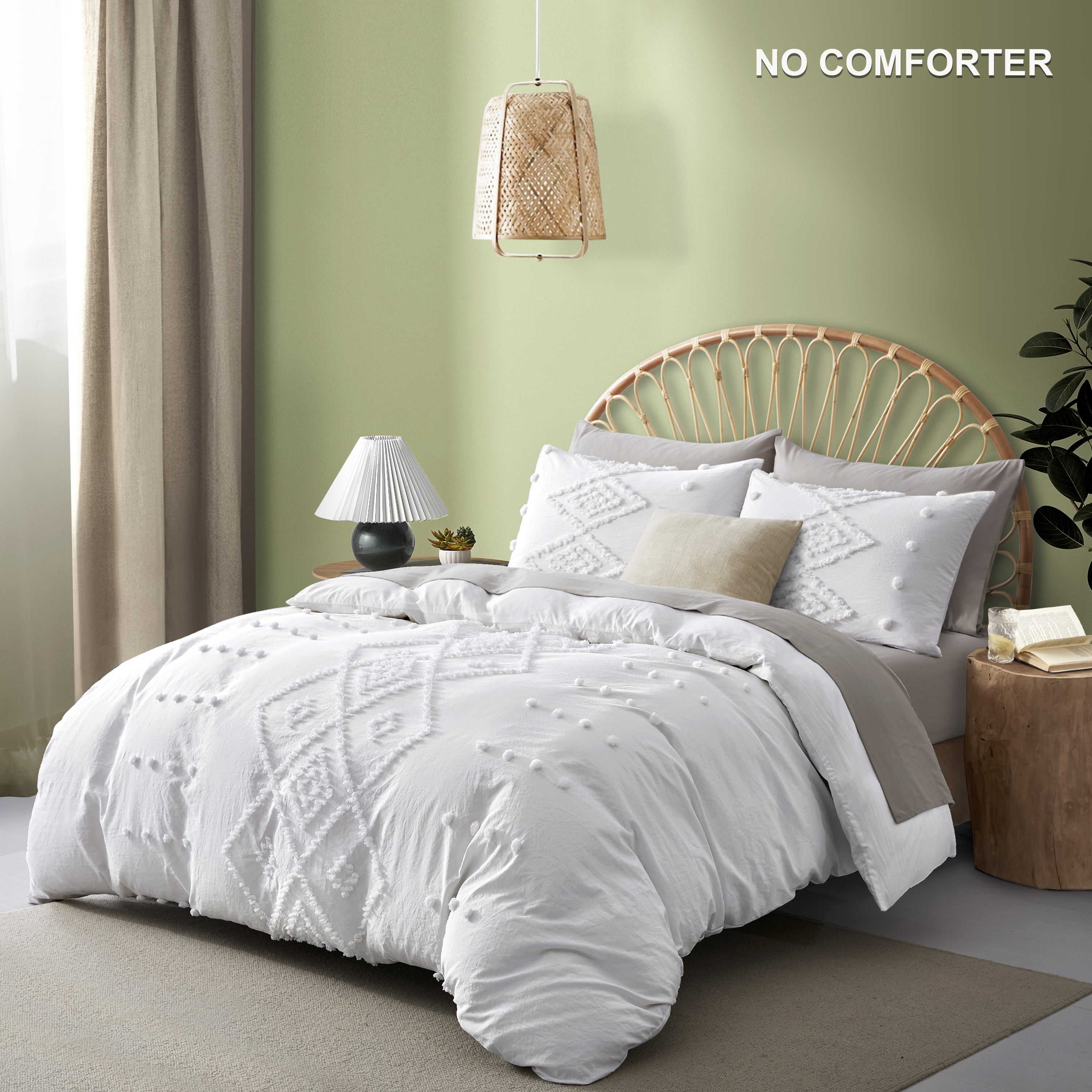 Twin Duvet Cover, Soft Bedding Set for All Seasons, Comforter Set, Boho Embroidery, Multi Colors & Sizes Available(White, 2 Pcs, 68"x 90")
