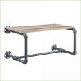 thumbnail image 3 of Industrial Wood + Metal Wall Rack with Shelf & Towel Holder, Mankato Oak & Light Gray | Industrial | Bathroom, 3 of 5