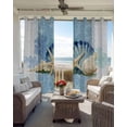 thumbnail image 6 of Blue Coastal Starfish Blackout Curtains for Bedroom Living Room Darkening Curtains 54 Inch Long Vintage Grey Nautical Coral Summer Short Curtain for Small Window Treatment Grommet Drapes 52"x54"x2, 6 of 9
