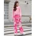 thumbnail image 4 of Arshiner Girls 2 Piece Casual Outfits Twist Front Long Sleeve Sweatshirt & Wide Leg Pants with Pockets Sweatsuit Set, 4 of 6