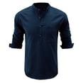 thumbnail image 4 of Tosmy Men's T-Shirts Male Casual Solid T Shirt Pocket Long Sleeve Stand Collar Tops T Shirt Mens Tee Shirt, 4 of 6