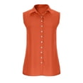 thumbnail image 4 of Women’s Summer Sleeveless Button Down Shirt Office Collared Blouses with Pleated Front Casual Basic Tank Tops Sleeveless Button Down Blouse with Collar Saffron XL, 4 of 6