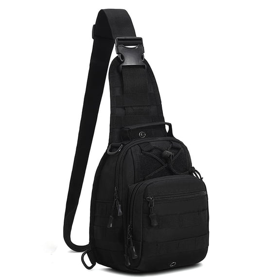 AILENBLE Outdoor Sling Backpack 600D Water Resistant Oxford Crossbody Chest Bag 11L 11x9x6 Inches Adjustable Strap for Hiking Travel, Black