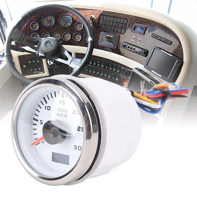 52mm Tachometer Gauge with Hour Meter for Truck Tractor Car Boat 3000RPM 7 Color Backlight