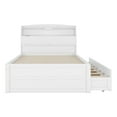thumbnail image 5 of Harper & Bright Designs Full Size Wooden Platform Bed with Trundle and 3 Drawers Underneath, Wooden Bedframe with Headboard Storage and Built-in USB & LED Light, Gray, 5 of 10